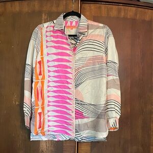 Vilagallo silk blouse button up with silver buttons size 38 EU or appx 6-8 US